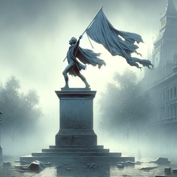 Banksy's new Blind Faith statue turns a flag into a warning